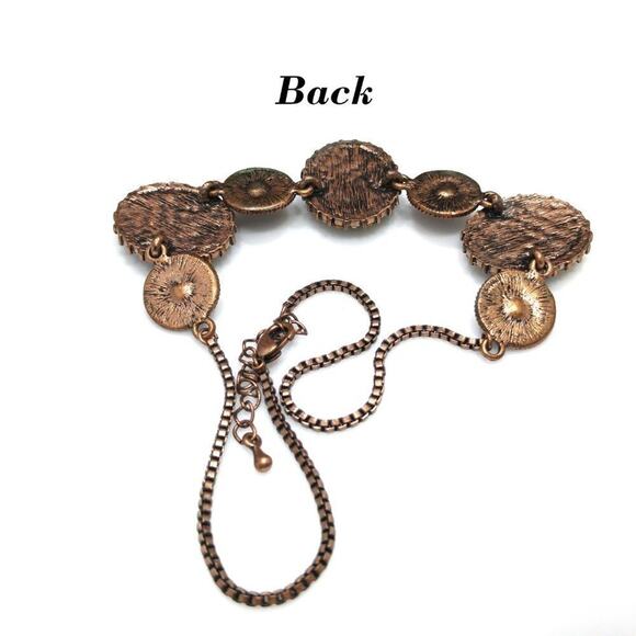 Vintage Topaz Aurora Borealis Rhinestone Copper Tone Choker Necklace 16” - Picture 3 of 9